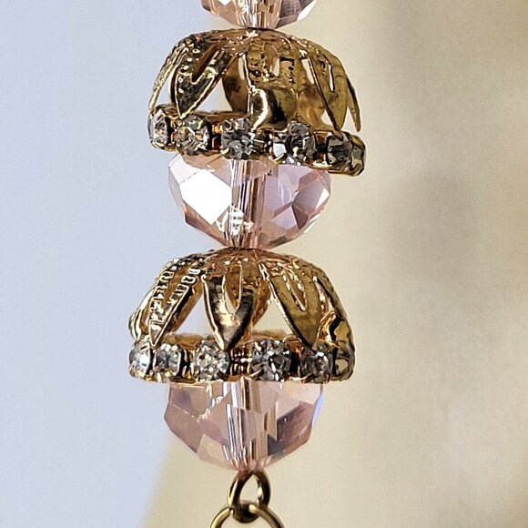 Pink Crystal Tiered Chandelier Earrings - Picture 5 of 9